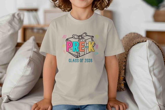 Kids Cute Pre-K Shirt Back To School TShirt Class of 2038 Grade School Cute Icons T-Shirt PreK T Shirt Boho Children's School Gift Girl's