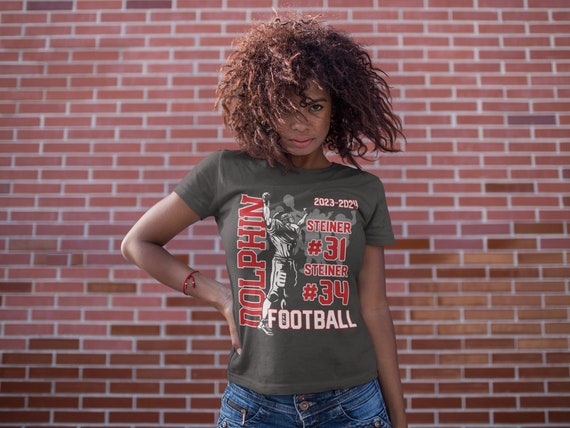 Women's Personalized Football T Shirt Custom Football Mom Shirt 2 Players Sons Grandma Team Custom Ladies Shirts Gift Idea