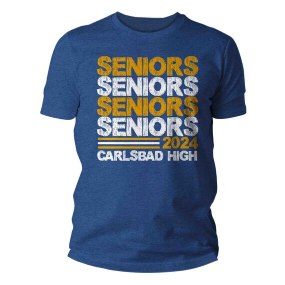 Men's Personalized Senior Class T Shirt Custom School TShirts Highschool T Shirt Personalized Class Of 2024 Graduation Customize Unisex