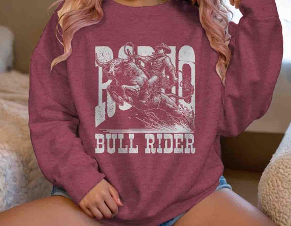 Men's Rodeo Sweatshirt Bull Rider Cowboy Pullover Crewneck Gift Idea For Men Southern Country Western Rancher Unisex Ride Farm Ranch Vintage