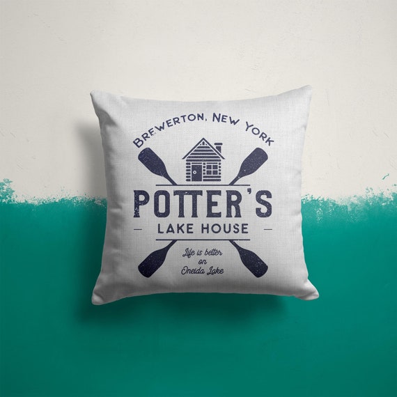 Personalized Lake House Pillow Case Life is Better at Cabin Throw
