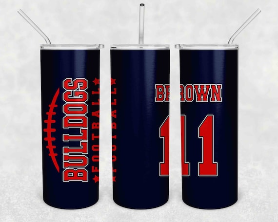 Personalized Football Skinny Tumbler Custom Laces Jersey Number Football Mom Water Bottle Stainless Steel With Straw Vacuum Lid Gift Idea