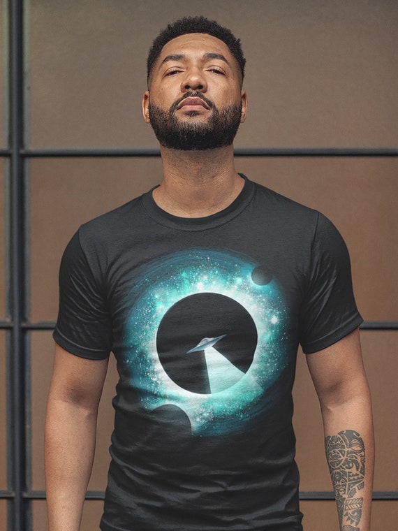 Men's UFO T Shirt Alien Shirts Black Hole Shirts Space Celestial Shirt Graphic Alien UFO Shirts