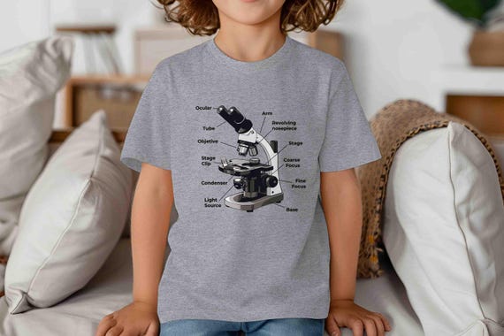 Kids Microscope Science Shirt Educational Biology Gift Idea Bio Teacher Scope Labeled Fair Micro Scientist T Shirt Unisex TShirt