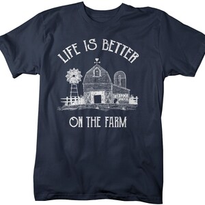 Men's Vintage Farm T-Shirt Life Better On Farming Shirt Barn Tee image 6