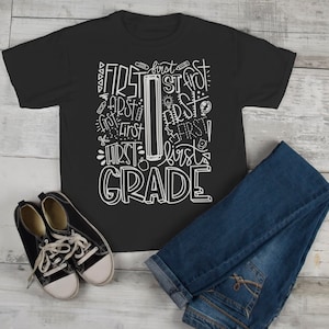 Kids Cute 1st Grade T Shirt Typography Cool Tee Boy&#39;s Girl&#39;s Grade 1 First Back To School TShirt