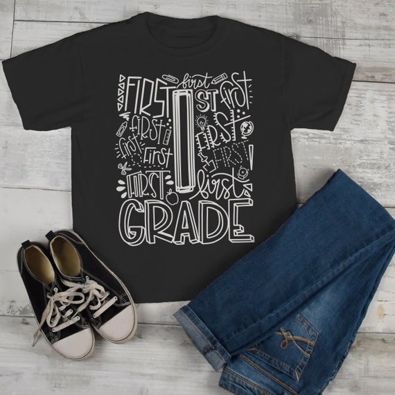 Kids Cute 1st Grade T Shirt Typography Cool Tee Boy's Girl's Grade 1 First Back To School TShirt