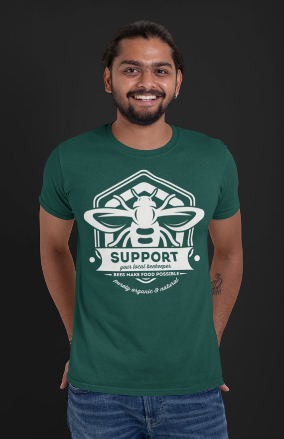 Men's Beekeeper T-Shirt Support Local Bee Keeper Honey Shirt Apiary Honey Producer Farmer Gift Idea