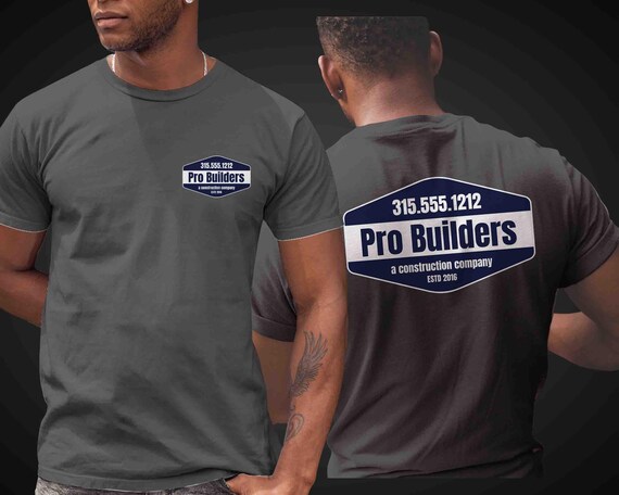 Men's Custom Construction Shirt Personalized Company Modern Logo Badge Home Builder T Shirts Contractor Logo Business TShirt Unisex Men
