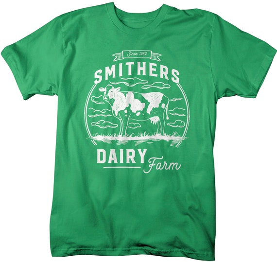 Men's Personalized Farm T-Shirt Vintage Dairy Farmer Shirts Custom Tee Cow Shirts Customized TShirt