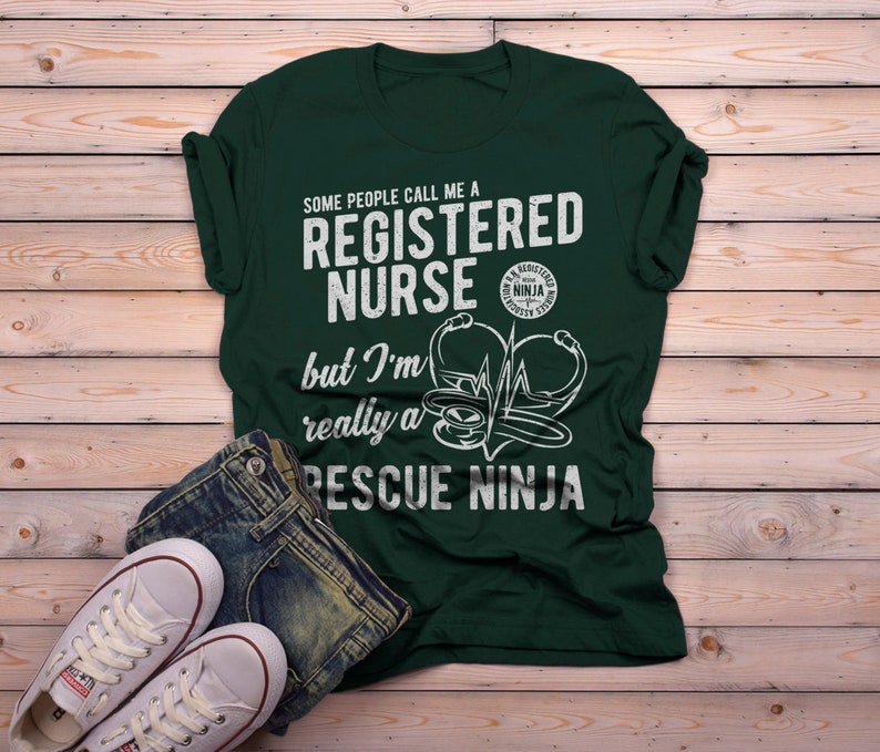 Mens Funny Rn Nurse T Shirt Rescue Ninja Shirt Registered Etsy