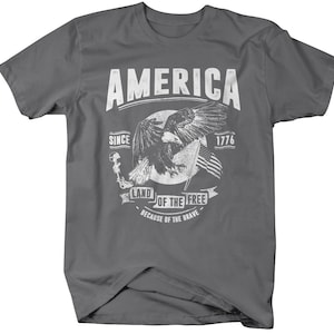 Shirts by Sarah Men's Patriotic Home of Free Because of - Etsy