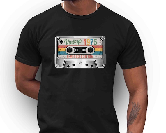 Vintage 1975 Cassette Tape T-Shirt: 50th Birthday Gift