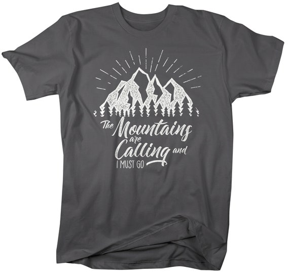 Men's Mountains Are Calling T-Shirt Nature Shirts Wanderlust Graphic Tee Mountains Vintage Shirt Hipster Shirts