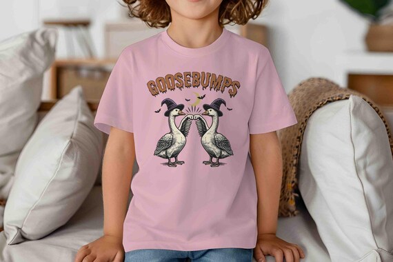 Kids Funny Halloween Shirt Goose Bump Geese Shirts Gift Idea Witch Funny Tee Pun Saying Play Words Bird T Shirt Cute Boy's Girl's TShirt