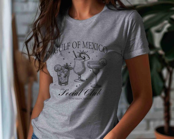 Men's Funny Gulf Of Mexico Shirt Social Club Shirt Stay Salty T-Shirt Gift Idea Anti Maga Cocktails Gulf Resist Unisex Graphic Tee