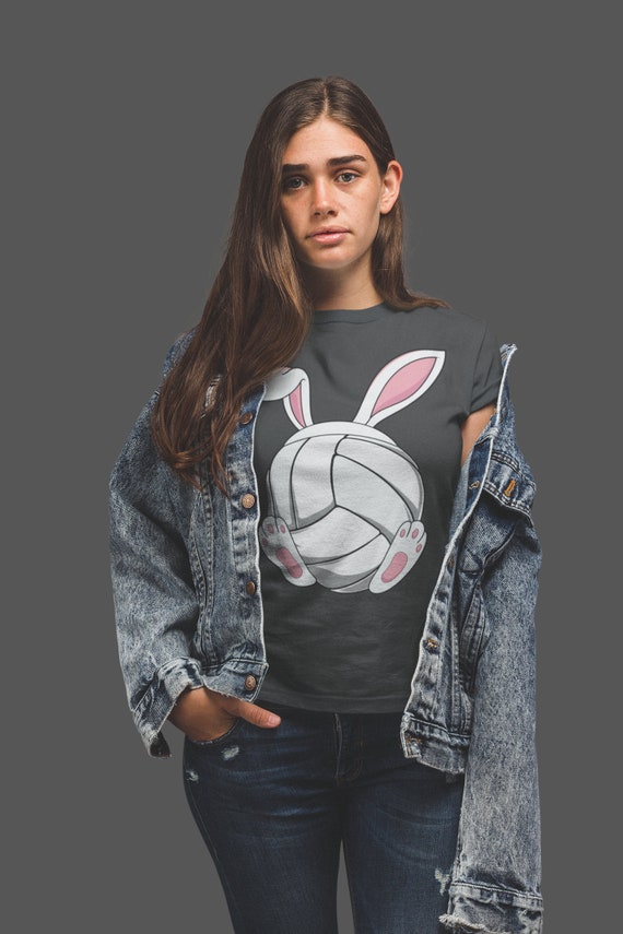 Women's Funny Easter T Shirt Volleyball Bunny Shirt Rabbit Ears Feet Volleyball Coach Gym Teacher TShirt Gift Easter Tee Ladies Woman