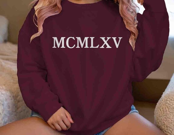 Men's 1965 Roman Numerals Birthday Sweatshirt 60th Birthday Pullover MCMLXV Sixty Years Gift Retro Bday Gift Crewneck Unisex 60 Bday