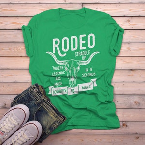 Men's Rodeo T Shirt Cowboys Vs. Bulls Shirt Vintage Cow Skull Graphic Tee Straddle Up image 5