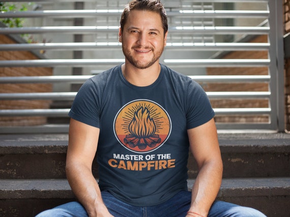 Men's Master Of Camp Fire Shirt Campfire T Shirt Bonfire Camp Illustration Family Camping Road Trip Outdoors Unisex Man