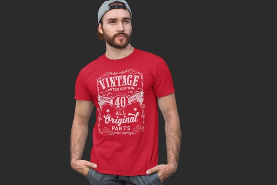 Men's Vintage 40th Birthday Shirt Whiskey Label Forty Shirt Gift Idea 40th Birthday Shirts Original Parts Tee Vintage Shirt Man Unisex