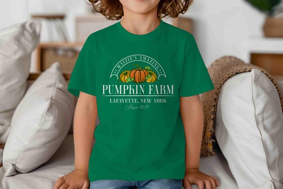 Kids Personalized Pumpkin Farm T Shirt Custom Fall Farmer Gourd Shirt Personalized Sketch Vintage Farms Pumpkin Patch Logo Gift Idea