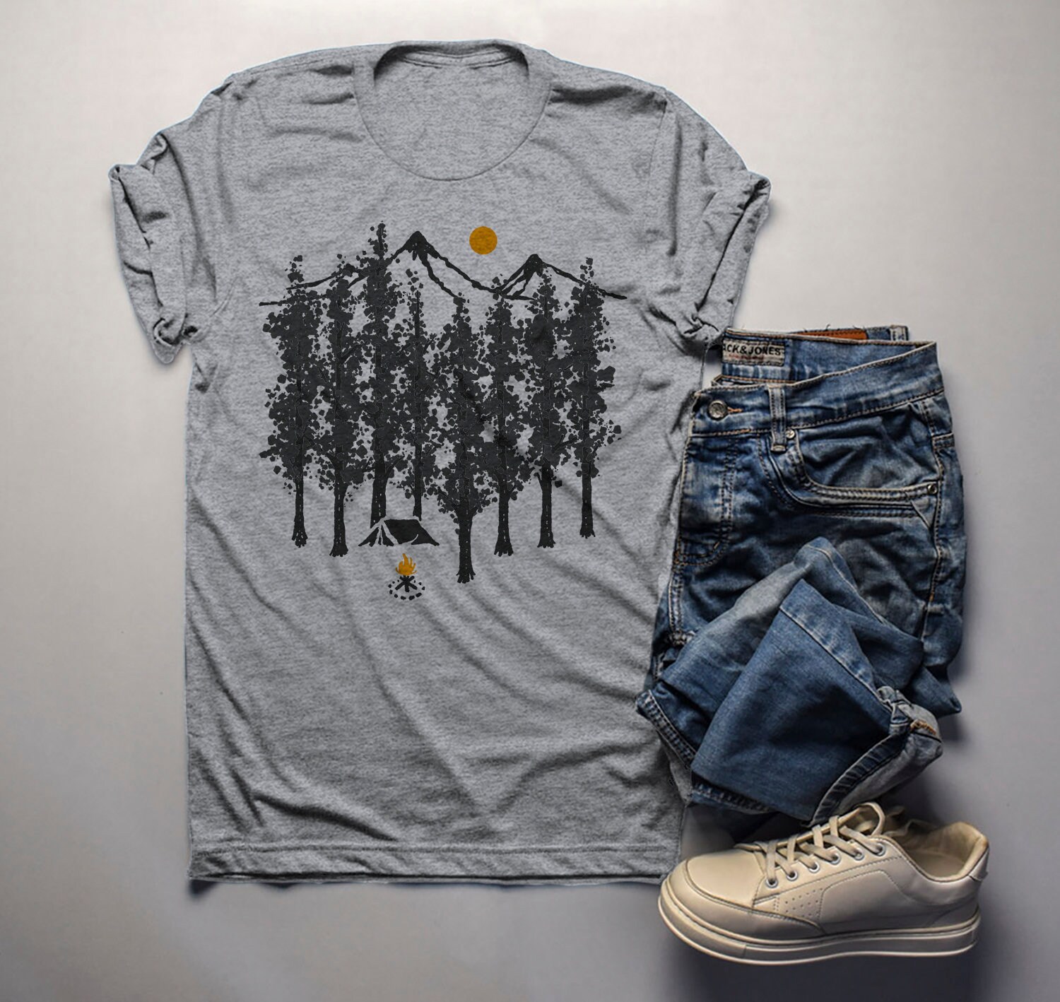 Men's Camping T Shirt Hipster Shirts Forest Nature Shirt Etsy