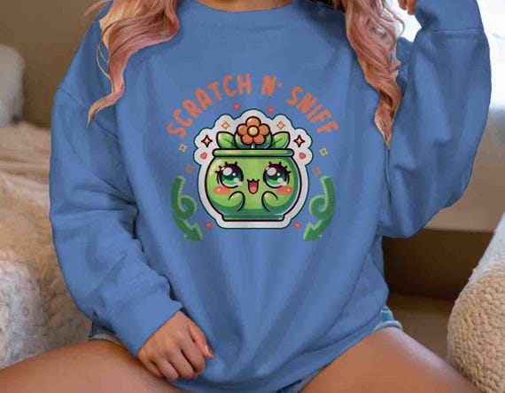 Women's Inappropriate Sweatshirt Funny Scratch N' Sniff Kawaii Inappropriate Flower Joke Humor Gift Exchange Shirt For Women Men Unisex