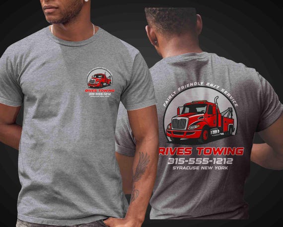 Men's Custom Towing Shirt Personalized Trucking Tow Company Vintage Tee Tow Truck Logo Hot Shot TShirt T-Shirt Name Business Unisex