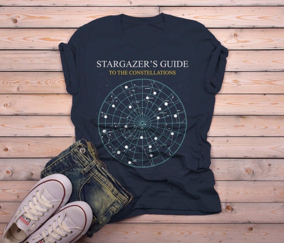 Men's Geek Star Map Constellations T-Shirt Universe Stars Shirt Gazer Gift Idea Tee Nerd