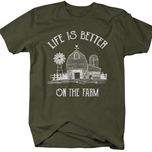 Men's Vintage Farm T-Shirt Life Better On Farming Shirt Barn Tee image 5