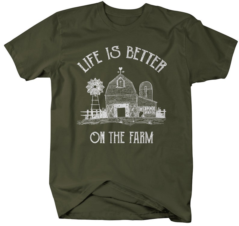 Men's Vintage Farm T-Shirt Life Better On Farming Shirt Barn Tee image 5