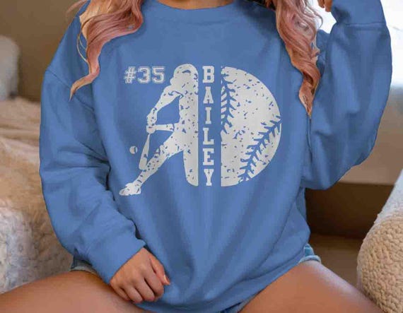 Men's Personalized Baseball Sweatshirt Custom Baseball Shirts Softball Dad Gift Idea Crewneck Personalized Baseball Pullover Player Girl