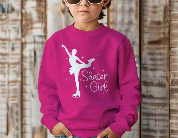 Funny Ice Skating Sweatshirt Figure Skater Saker Girl Crewneck Skate Gift Funny Kids Youth Unisex Stars Style Spin Tee Gift Idea