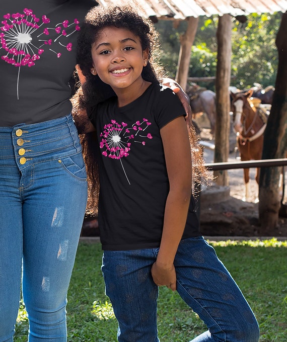 Kids Cute Valentine's Day Shirt Dandelion Shirt Heart T Shirt Flowers Valentine Shirt Pretty Valentines Tee Youth Boys Girls