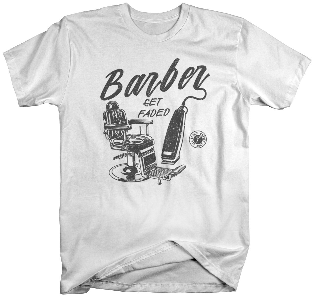 Women's Barber T-Shirt Get Faded Vintage Tee Chair Clippers Barbers Sh