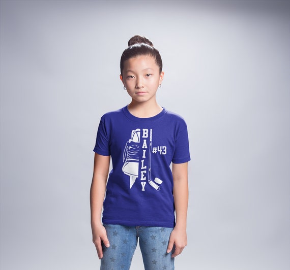 Kids Personalized Hockey Shirt Custom Ice Skate Equipment Team T Shirt Personalized Hockey TShirt Custom Unisex Shirts Gift Idea Tee