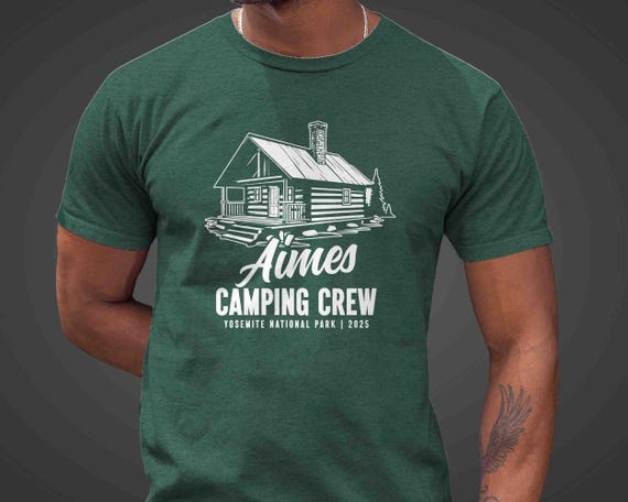 Men's Personalized Cabin Crew Shirts Matching Group Trip Vacation Family Camp T Shirts Custom TShirt Rustic Camping Tees Unisex Gift Idea