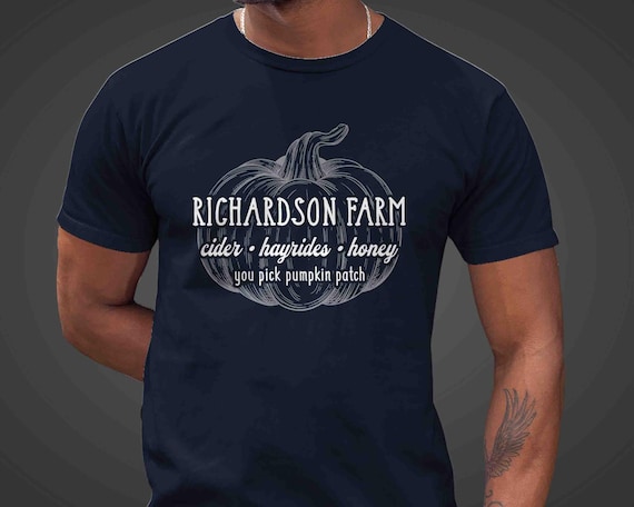Men's Personalized Pumpkin Farm T Shirt Custom Fall Farmer Minimal Shirt Personalized Sketch Vintage Farms Pumpkin Patch Logo Gift Idea