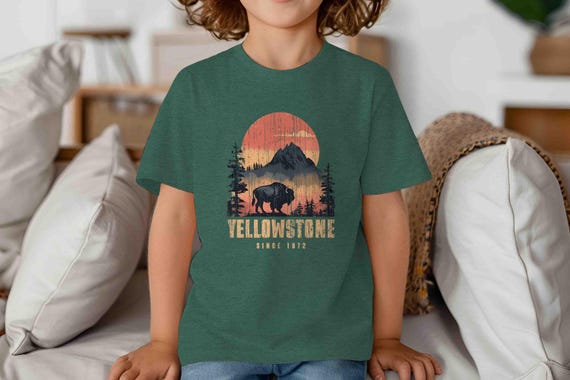 Kids Yellowstone Shirt National Park Shirt Buffalo Vacation Hiker T Shirt Gift Idea Him Travel Tour Tourist Unisex Graphic Tee Grunge 1872