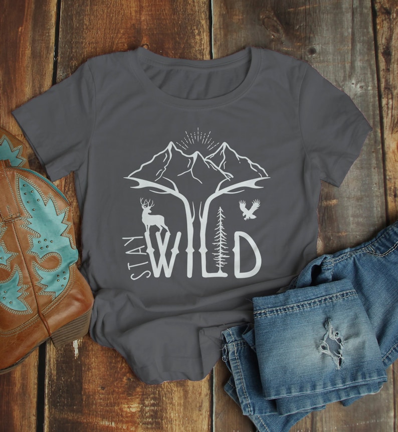 Women's Hipster Stay Wild Shirt Mountains T-shirt Explore - Etsy