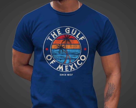 Men's Gulf Of Mexico Shirt Tropical Shirt Palm Trees TShirt Gift Idea Since 1607 Protest Gulf of America Tourist Unisex Graphic Tee Grunge