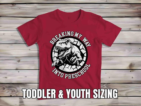 Kids Preschool Shirt Dinosaur TShirt T-Rex Breaking Into T-Shirt TRex Dino Preschooler Gift T Shirt Cute Girl's Boy's Children's Youth