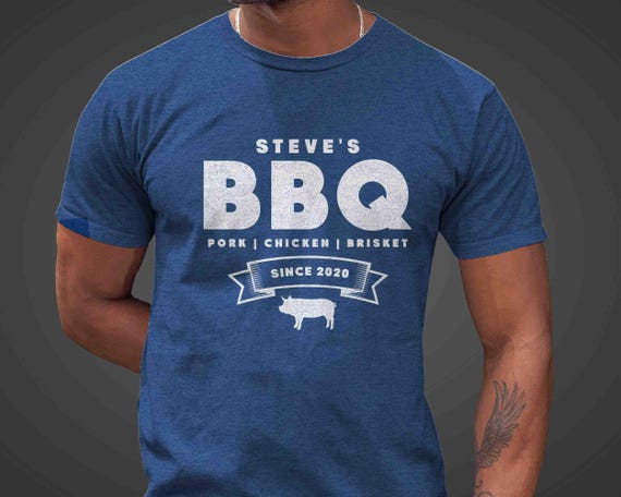 Men's Personalized BBQ T Shirt Custom Grilling Shirt BBQ Shirts Pork Pig Funny Custom Cooking Food Truck Shirt Restaurant Company Business