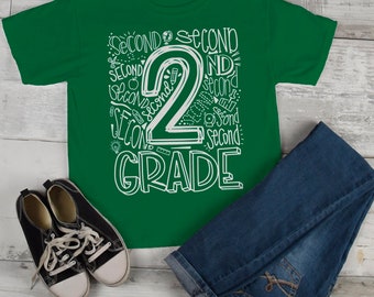 Kids Cute 2nd Grade T Shirt Typography Cool Tee Boy's Girl's Grade 2 Second Back To School TShirt