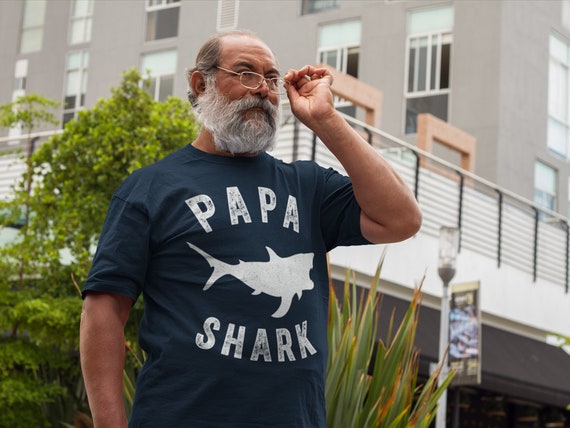 Men's Papa Shark T Shirt Shark Shirts Matching Papa TShirt Father's Day Gift Idea Tee Family Shirts