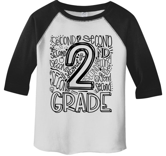 Boy's Cute 2nd Grade T Shirt Typography Cool Raglan 3/4 Sleeve Boy's Girl's Grade 2 Second Back To School TShirt