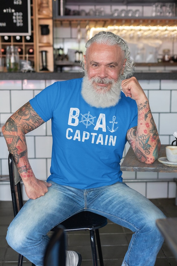 Men's Boat Captain Shirt Typography Ship Wheel T Shirt Pontoon Gift Sail Sailor Accessory Nautical Boater Boating Anchor Tee Unisex Man