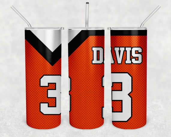 Personalized Football Jersey Tumbler Water Bottle Stainless Steel With Straw Vacuum Lid Foot Ball Custom Mom Dad Football Coach