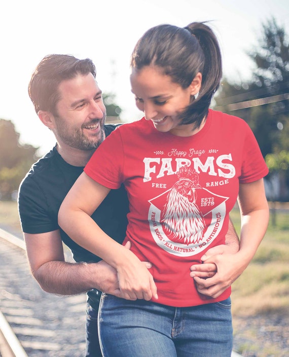 Women's  Personalized Farm T Shirt Vintage Rooster Shirt Farmer Gift Idea Custom Chicken Shirt Farm Shirts Customized TShirt